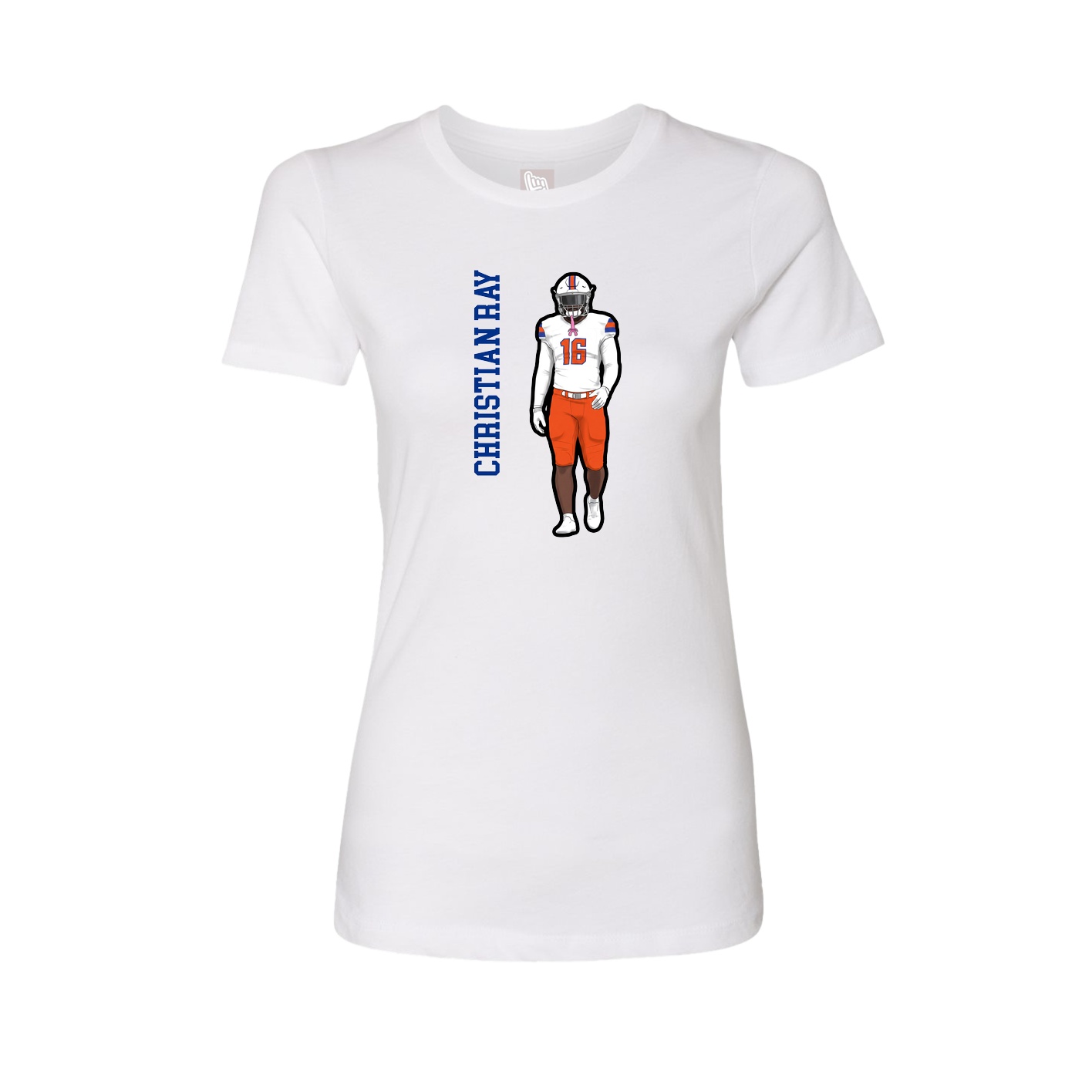 Fitted Women's Tee — Name Vertical in White