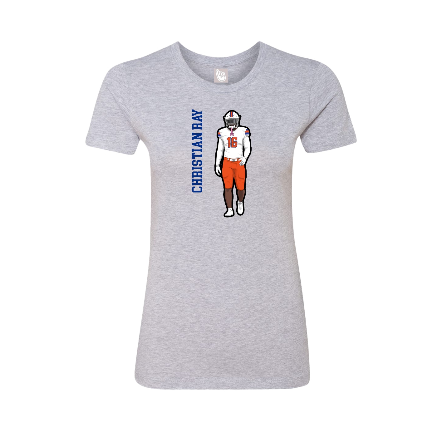 Fitted Women's Tee — Name Vertical in Grey