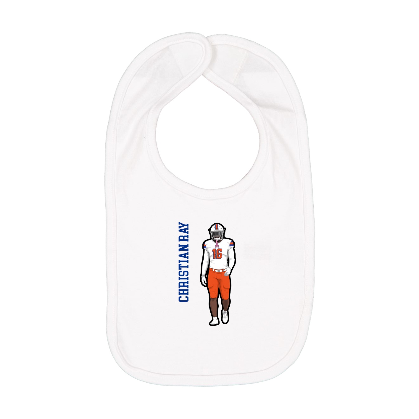 Infant Bib — Name Vertical in White