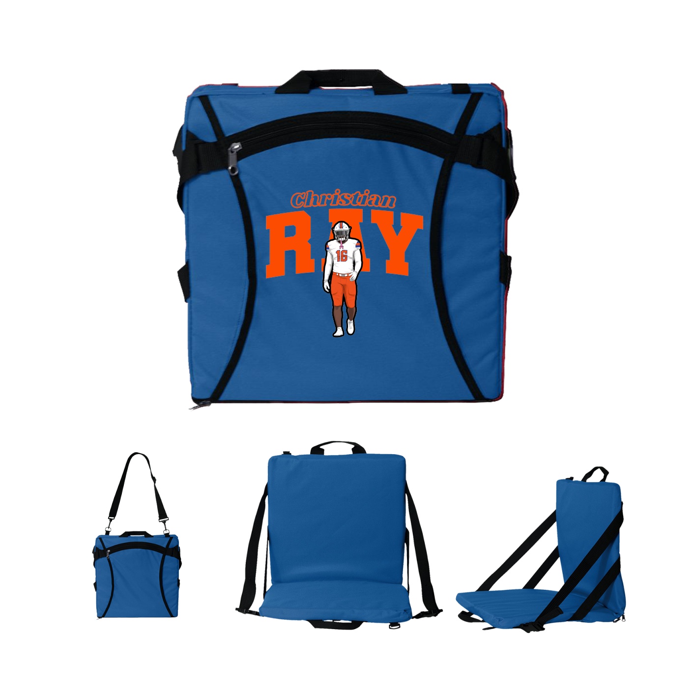 Folding Stadium Seat — Name Arch in Royal