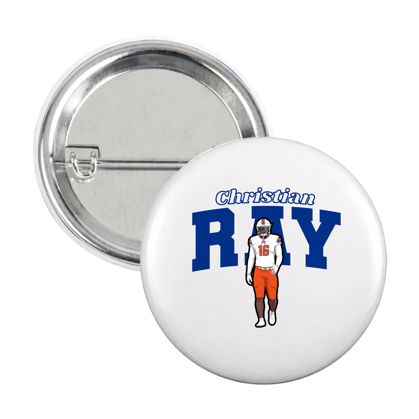Game Day Button — Name Arch in White