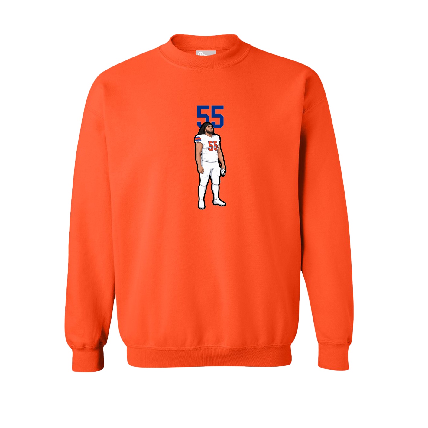 Fleece Crew — Number Top in Orange