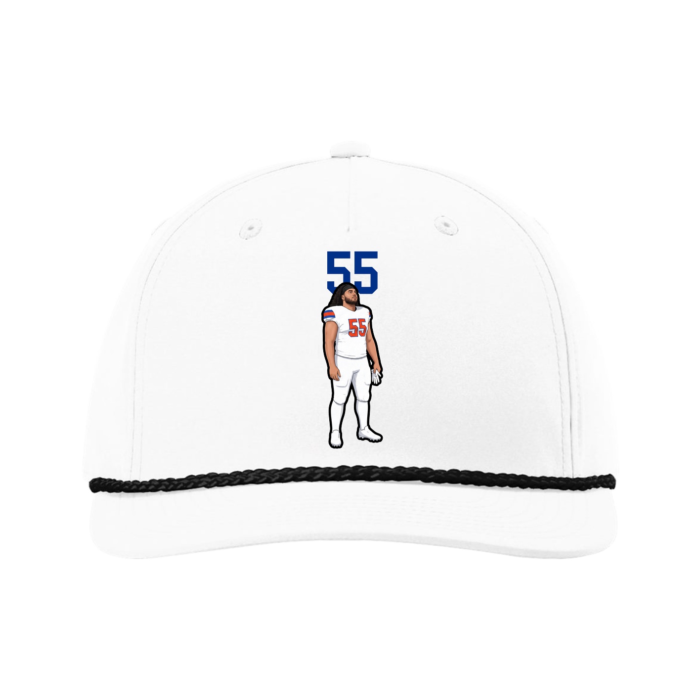 Five-Panel Classic Rope Cap — Number Top in White
