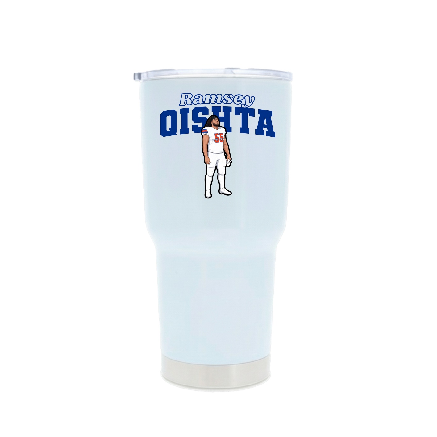 30oz Stainless Steel Tumbler — Name Arch in White