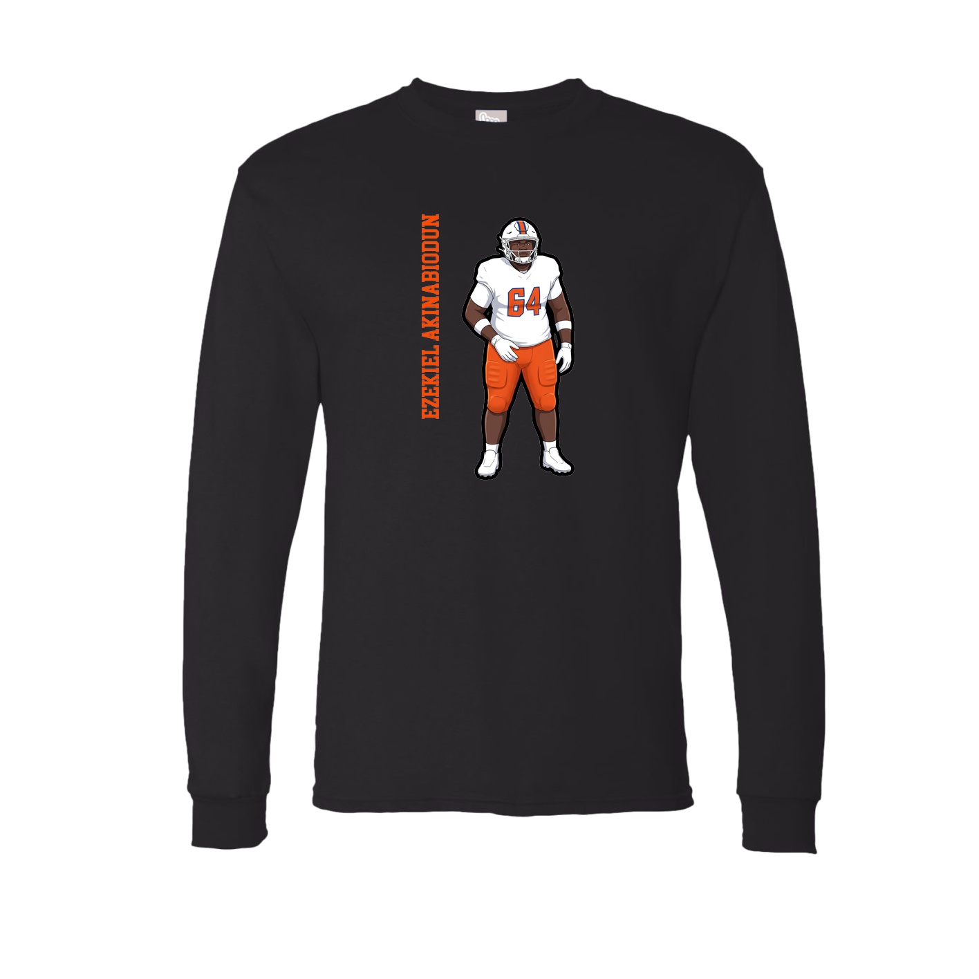 Long Sleeve Tee — Name Vertical in Black