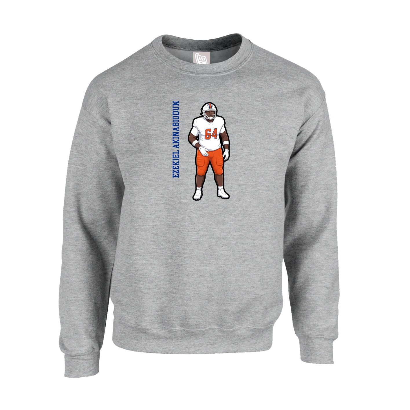 Fleece Crew — Name Vertical in Grey