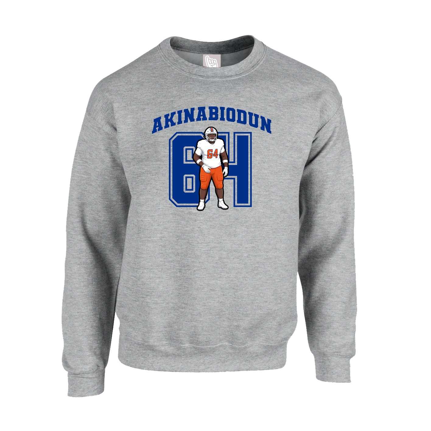Fleece Crew — Number in Grey