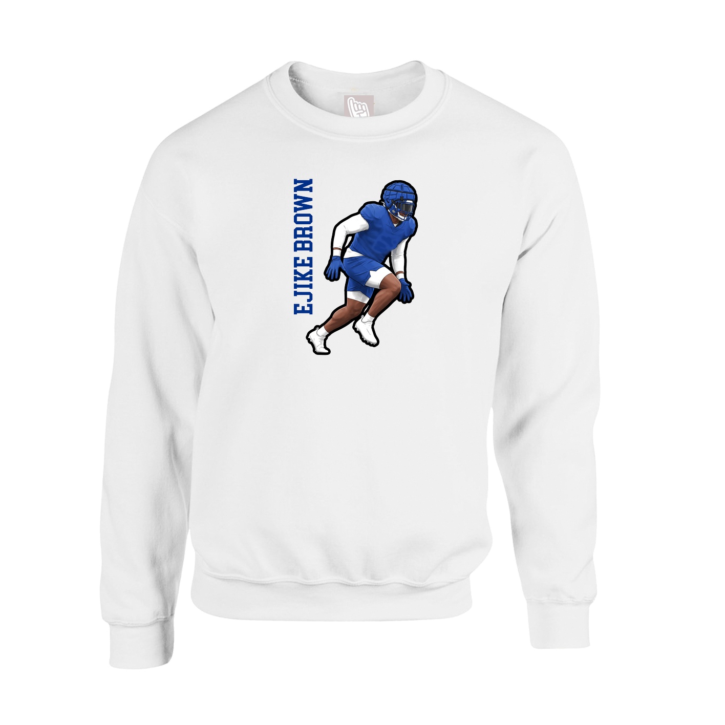 Fleece Crew — Name Vertical in White