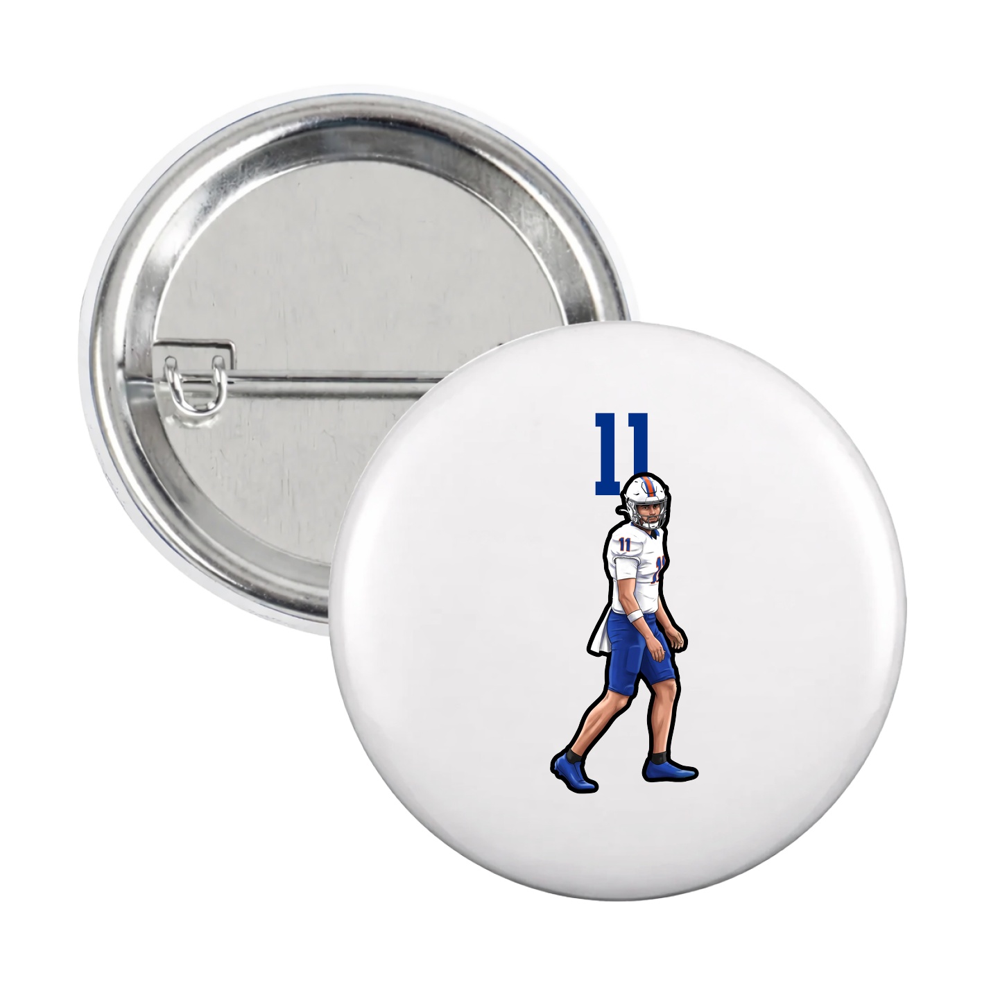 Game Day Button — Number Top in White