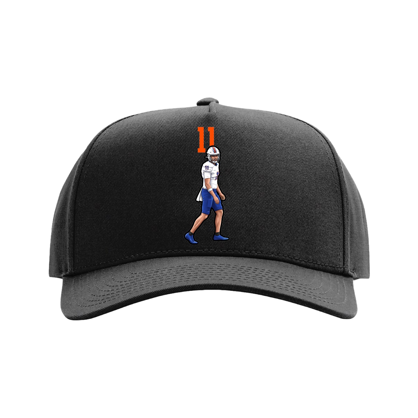 Full Fabric Five-Panel Champ Cap — Number Top in Black