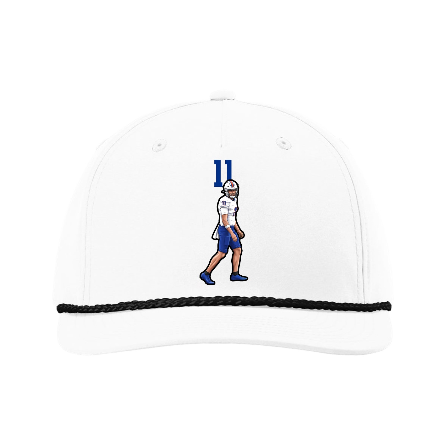 Five-Panel Classic Rope Cap — Number Top in White