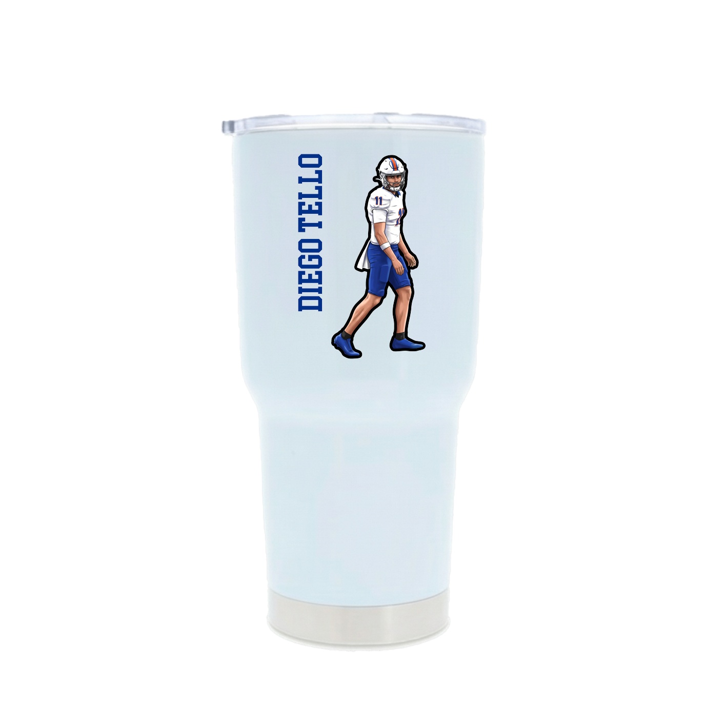30oz Stainless Steel Tumbler — Name Vertical in White