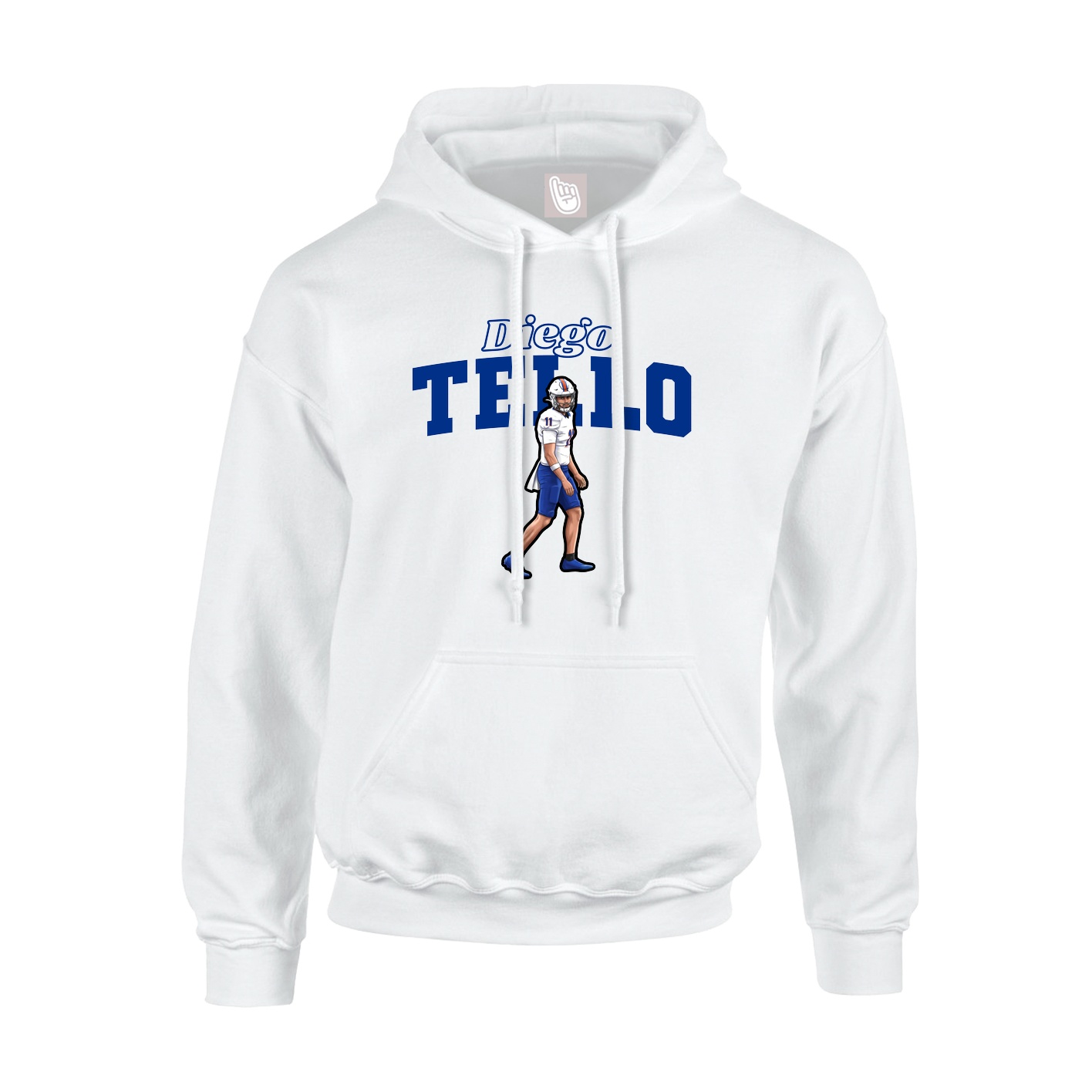 Youth Hoodie — Name Arch in White
