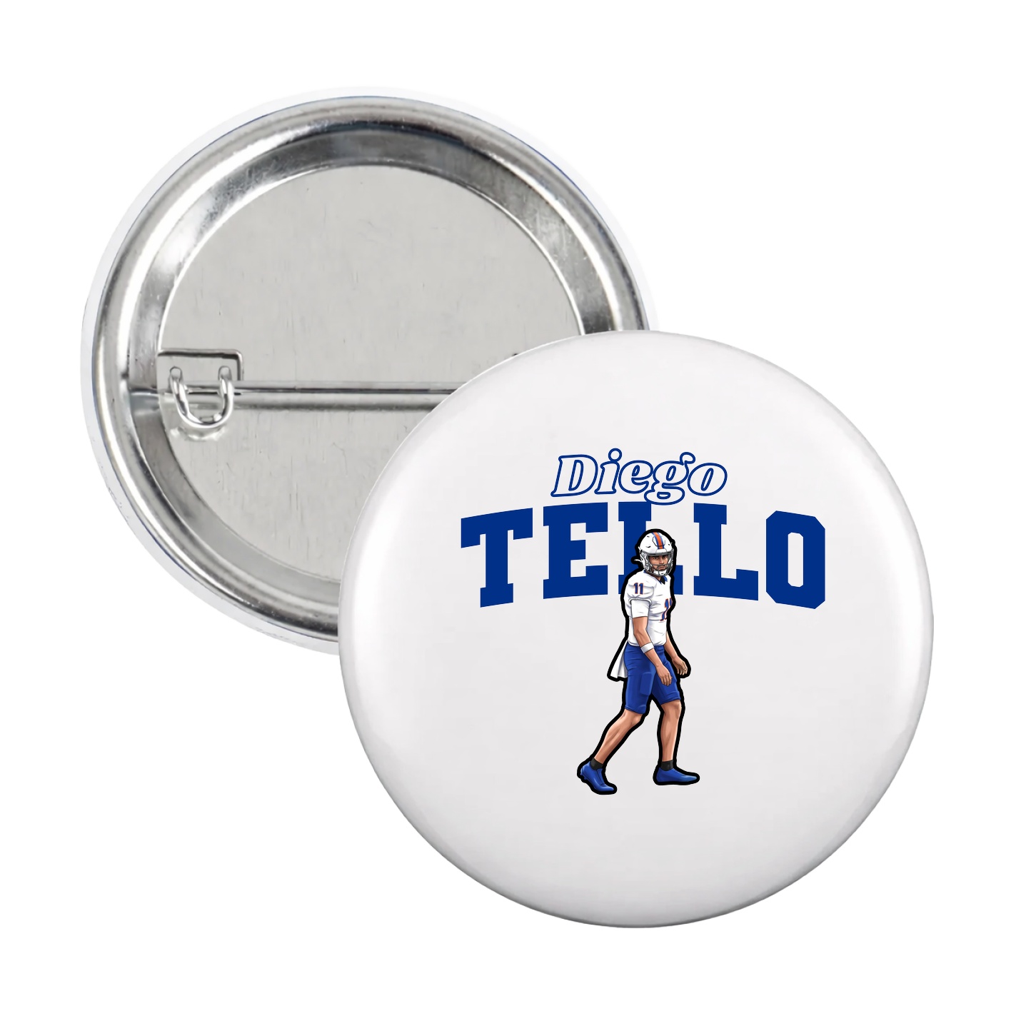 Game Day Button — Name Arch in White