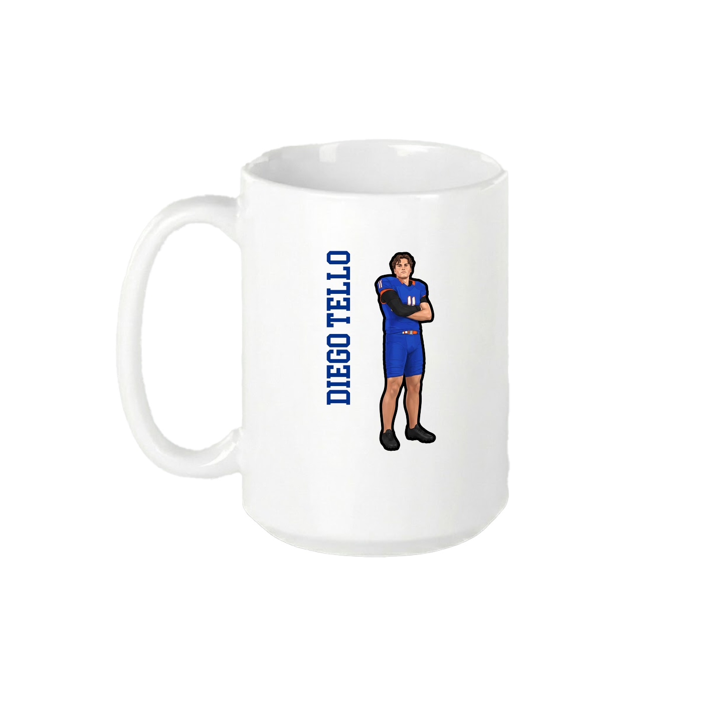 15oz Coffee Mug — Name Vertical in White
