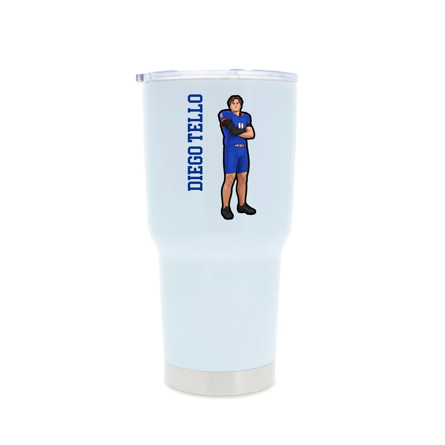 30oz Stainless Steel Tumbler — Name Vertical in White