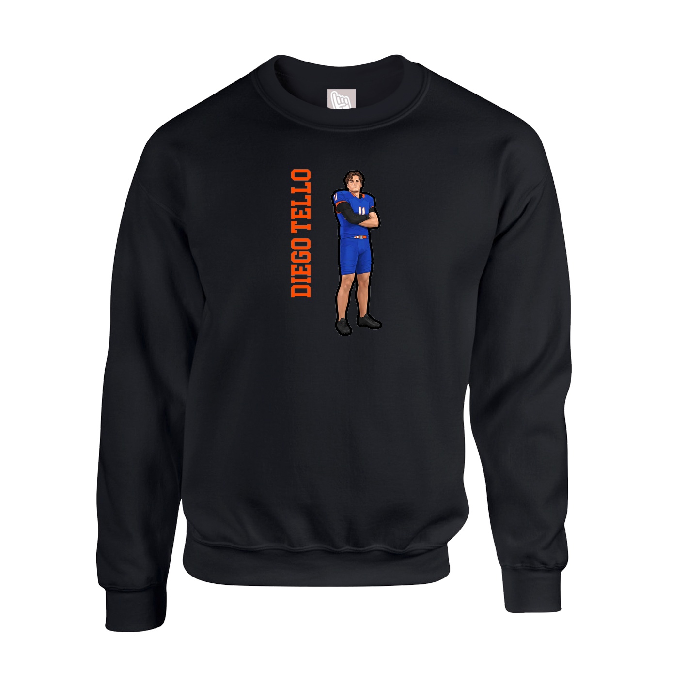 Fleece Crew — Name Vertical in Black