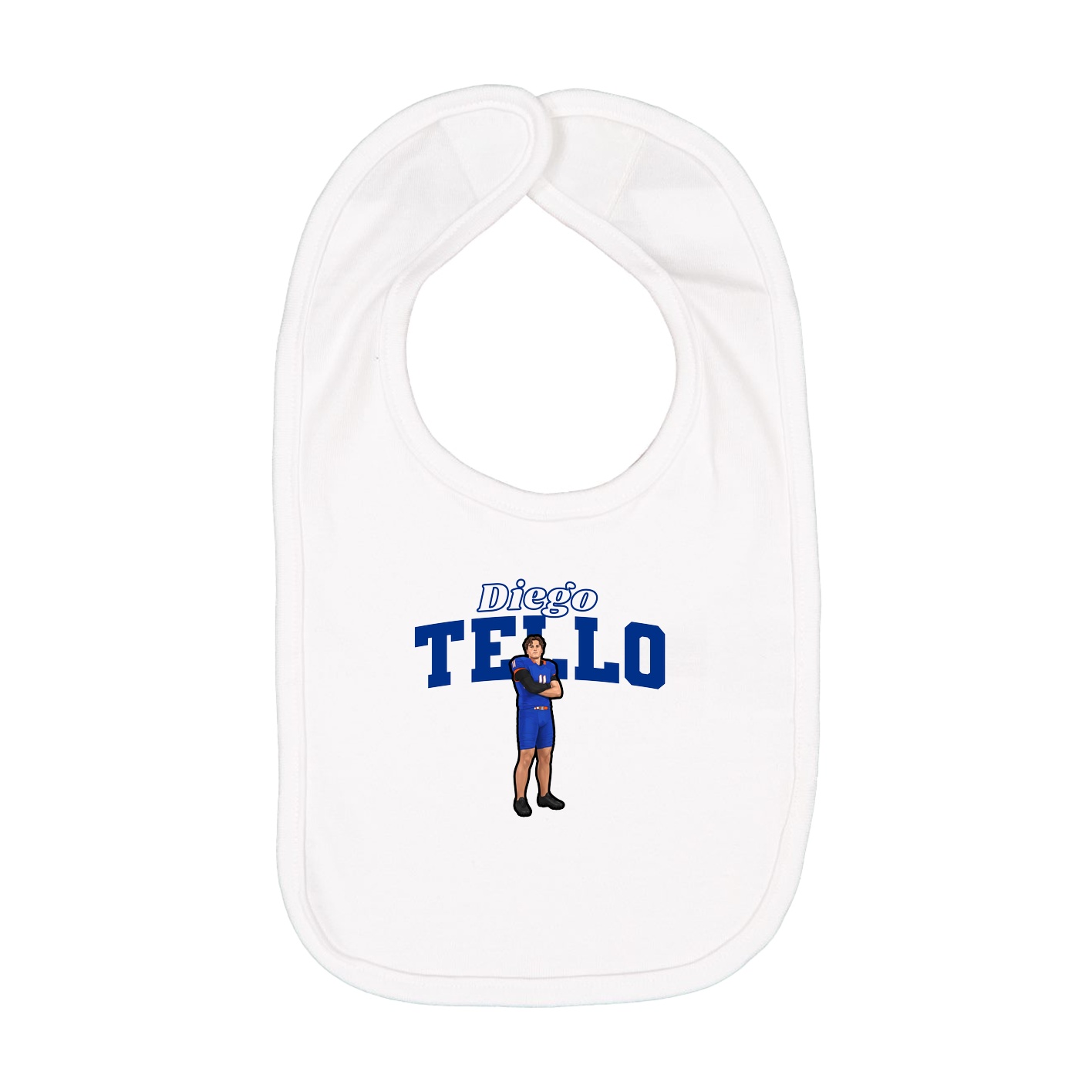 Infant Bib — Name Arch in White