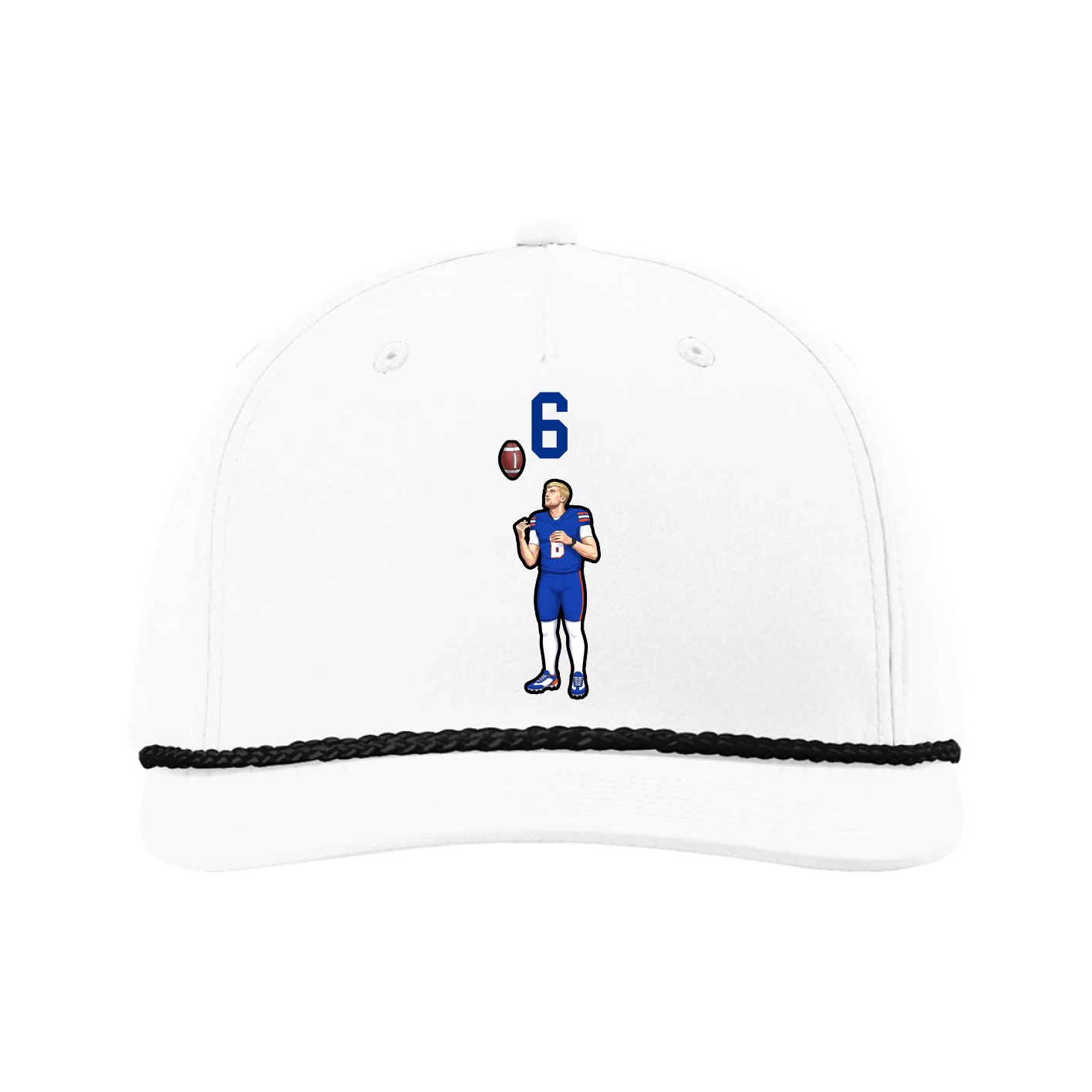 Five-Panel Classic Rope Cap — Number Top in White