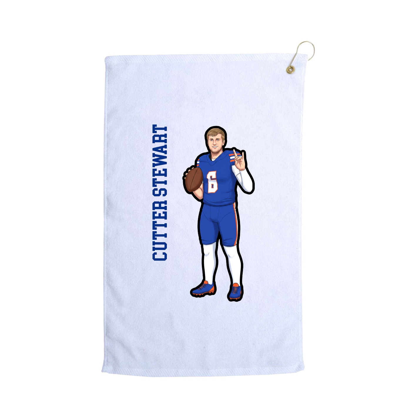 Golf Towel — Name Vertical in White