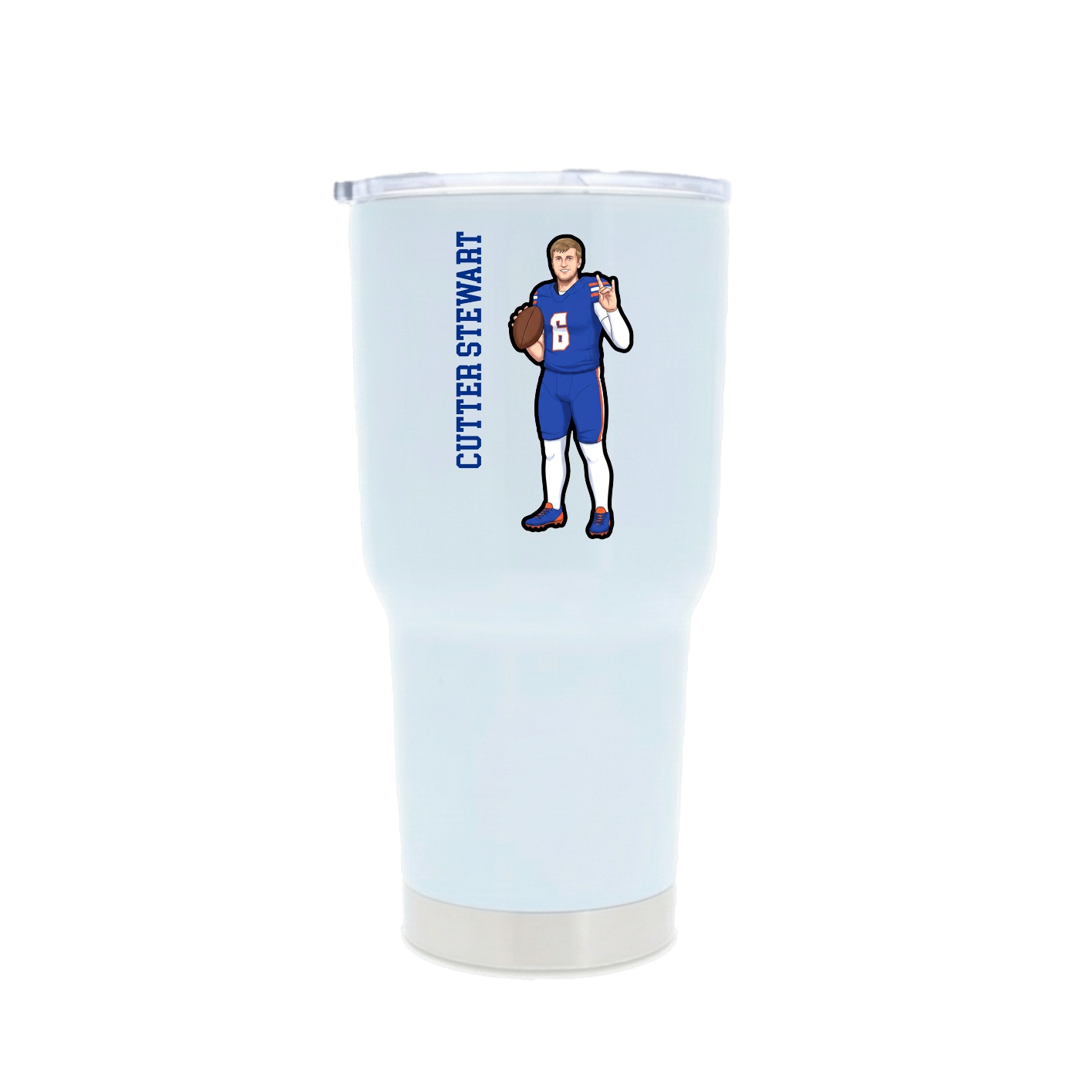 30oz Stainless Steel Tumbler — Name Vertical in White