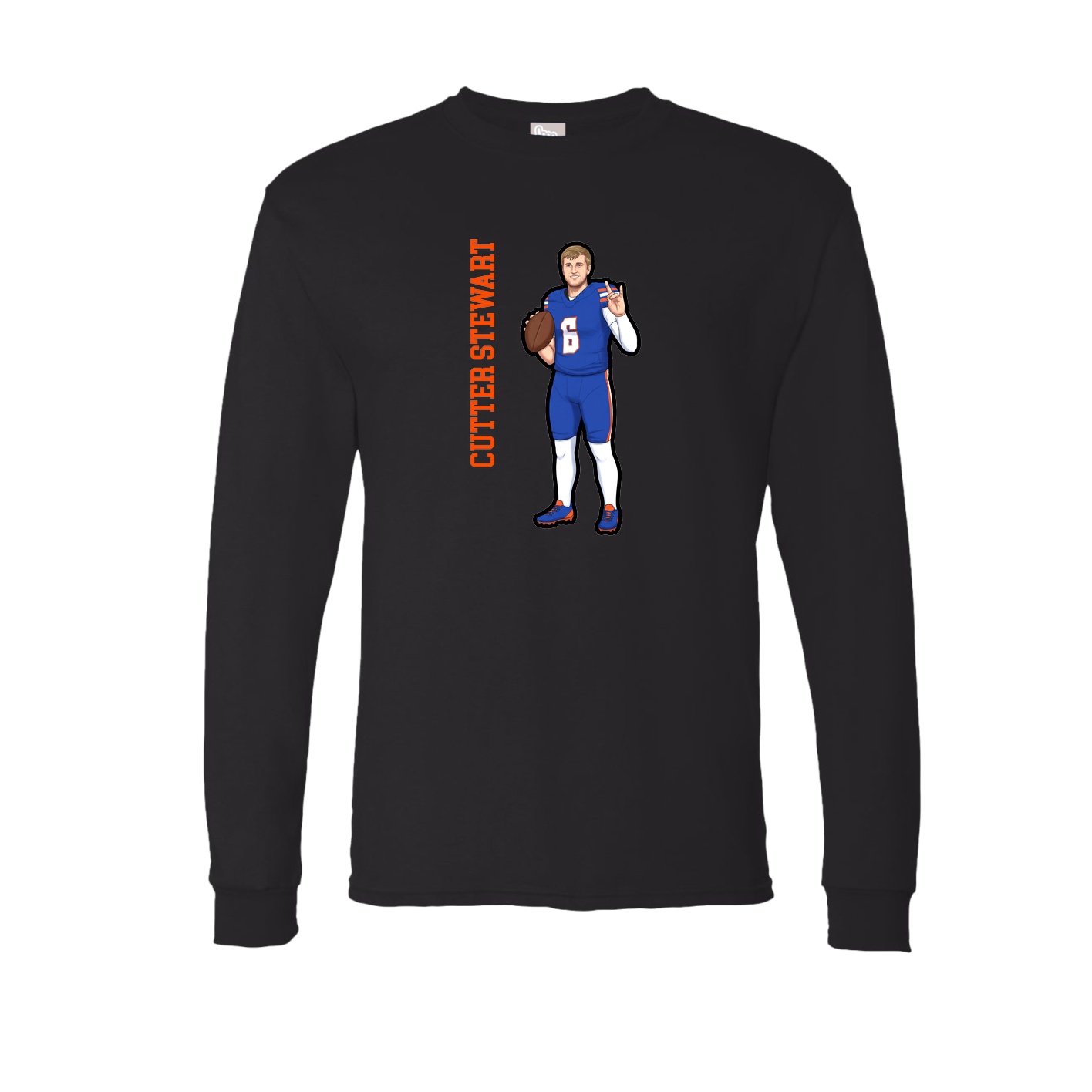 Long Sleeve Tee — Name Vertical in Black