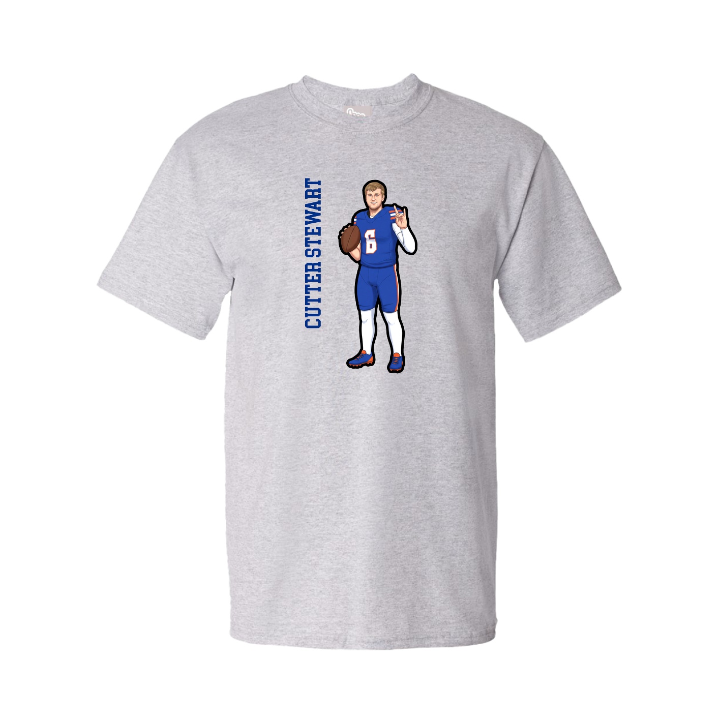 Youth Tee — Name Vertical in Grey