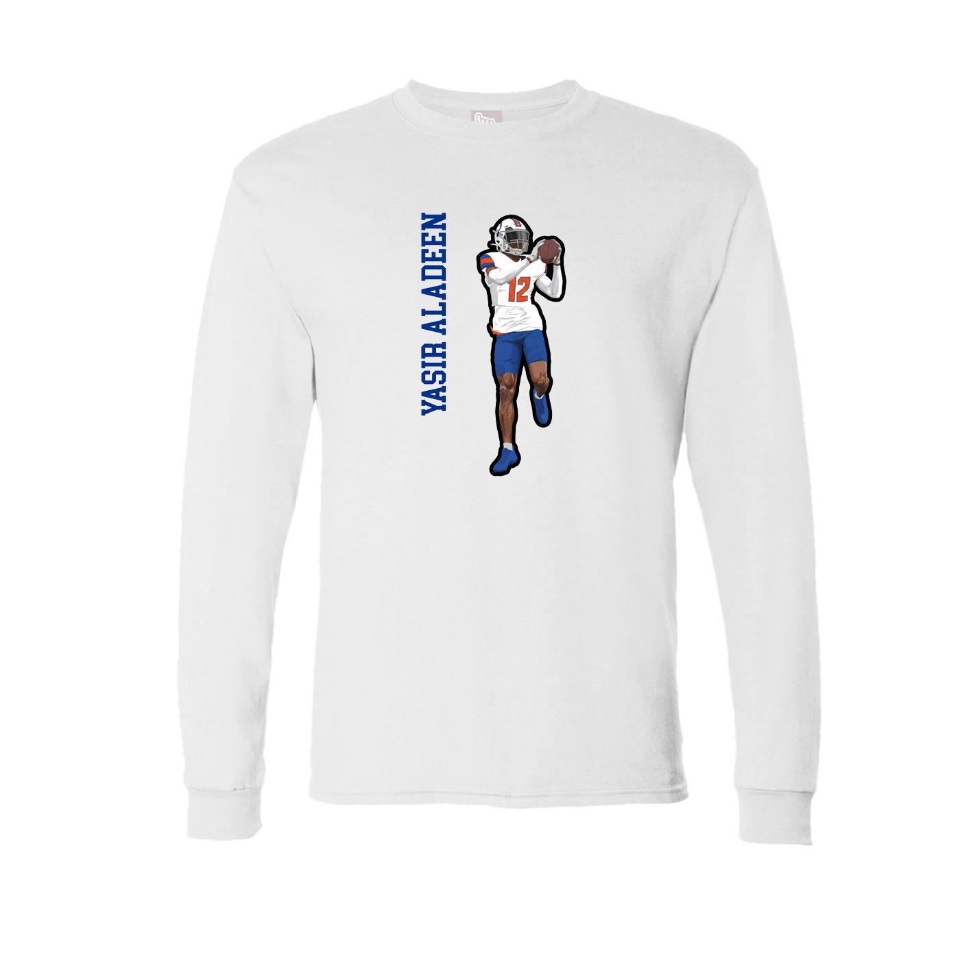 Long Sleeve Tee — Name Vertical in White