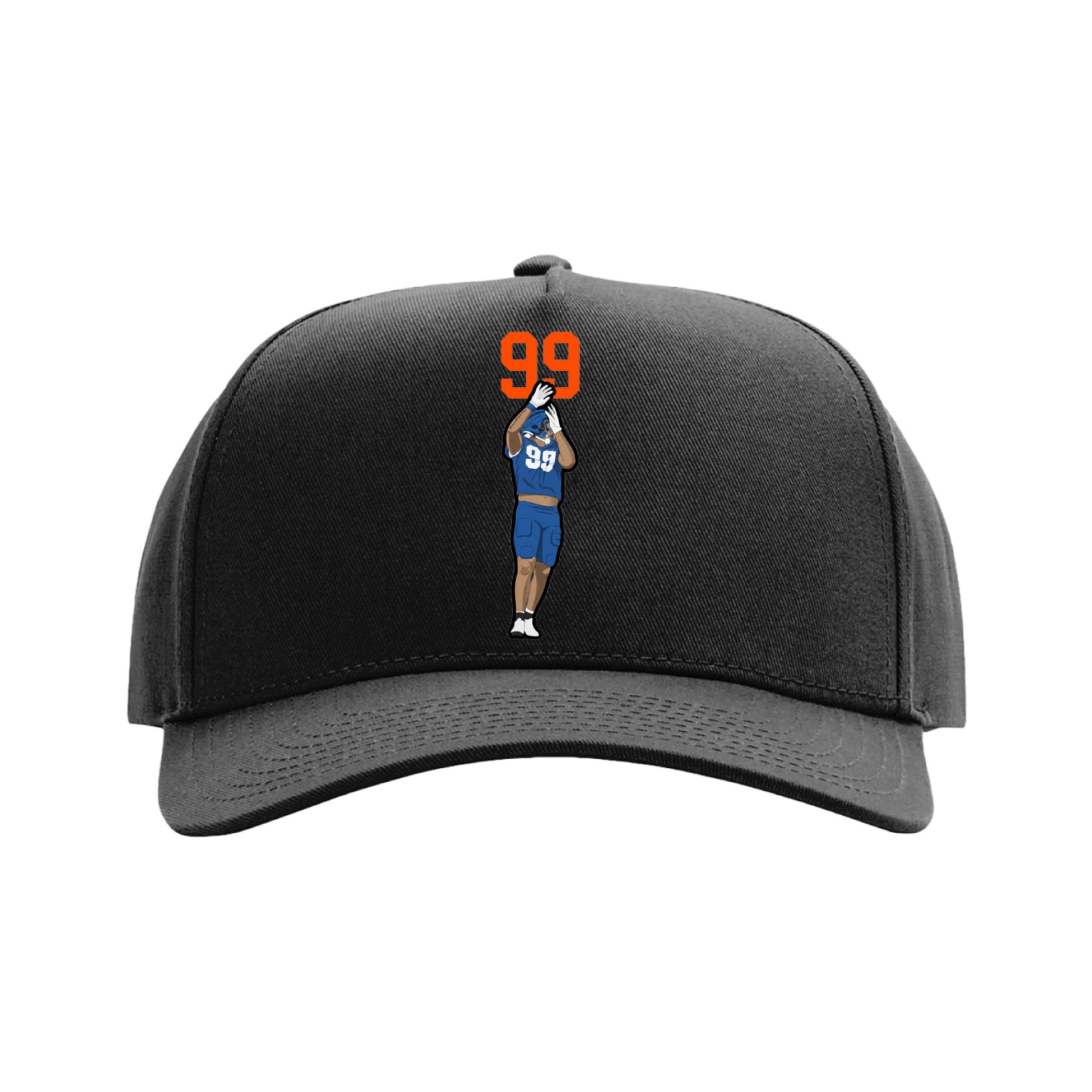 Full Fabric Five-Panel Champ Cap — Number Top in Black