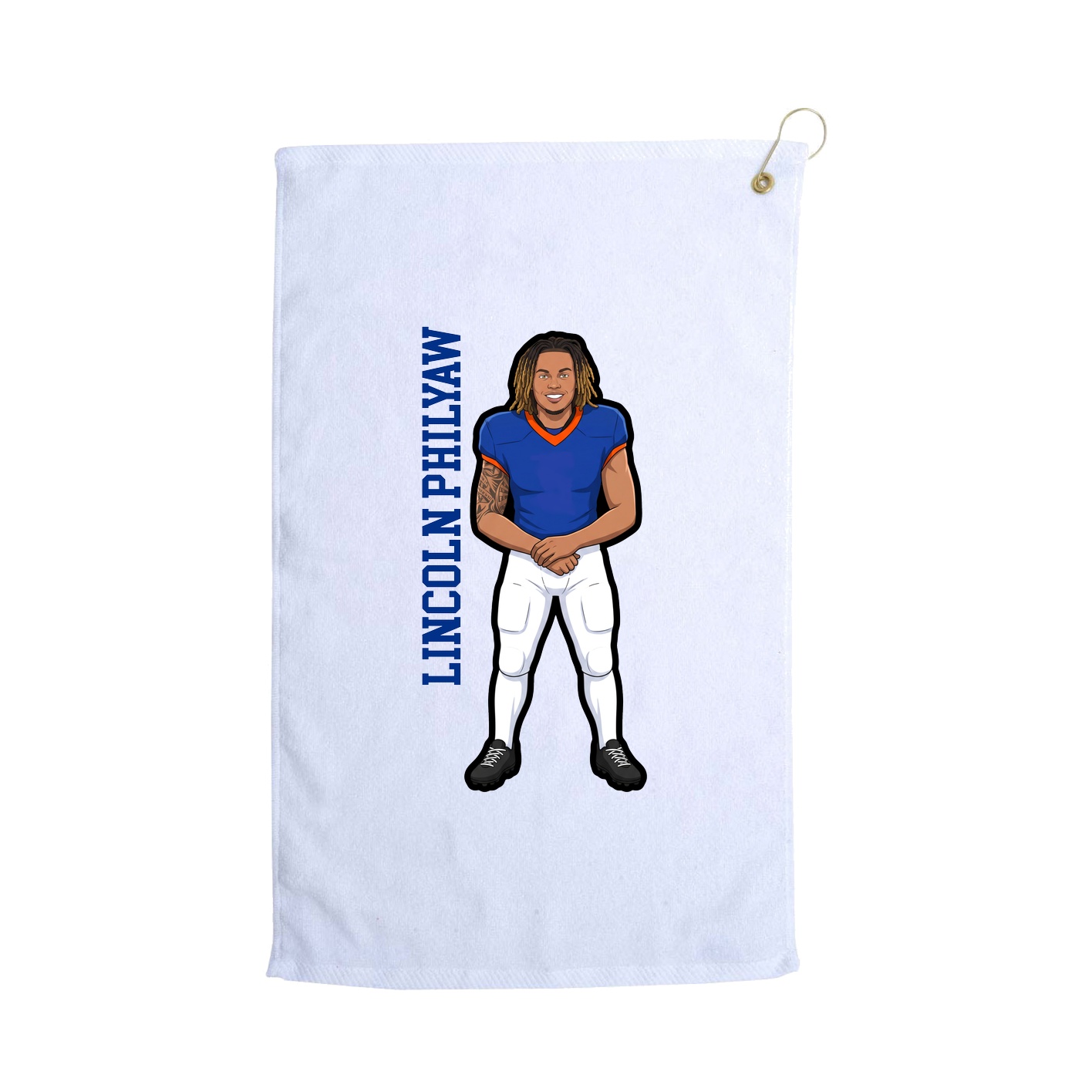 Golf Towel — Name Vertical in White