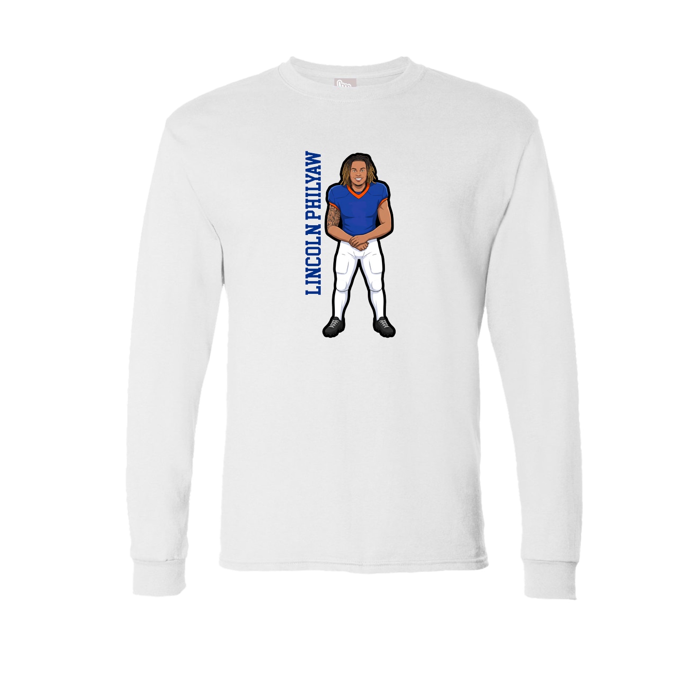 Long Sleeve Tee — Name Vertical in White