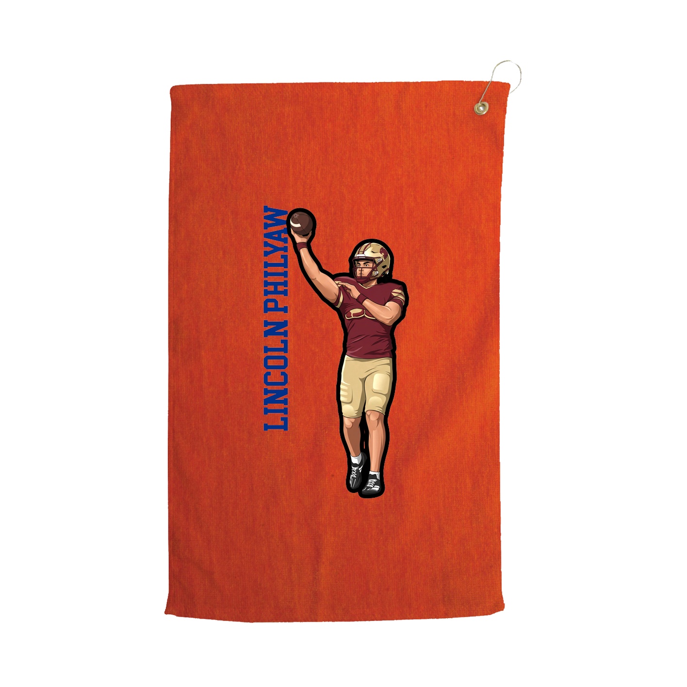Golf Towel — Name Vertical in Orange