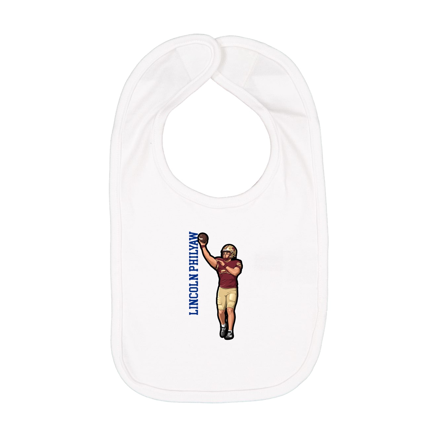 Infant Bib — Name Vertical in White