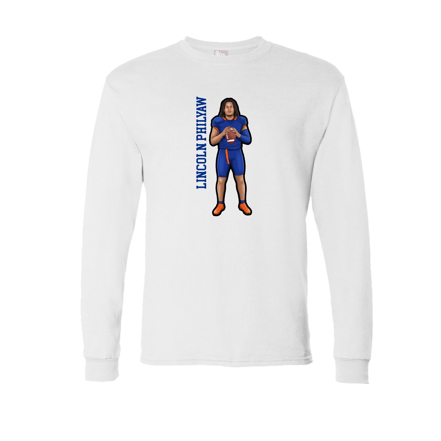 Long Sleeve Tee — Name Vertical in White