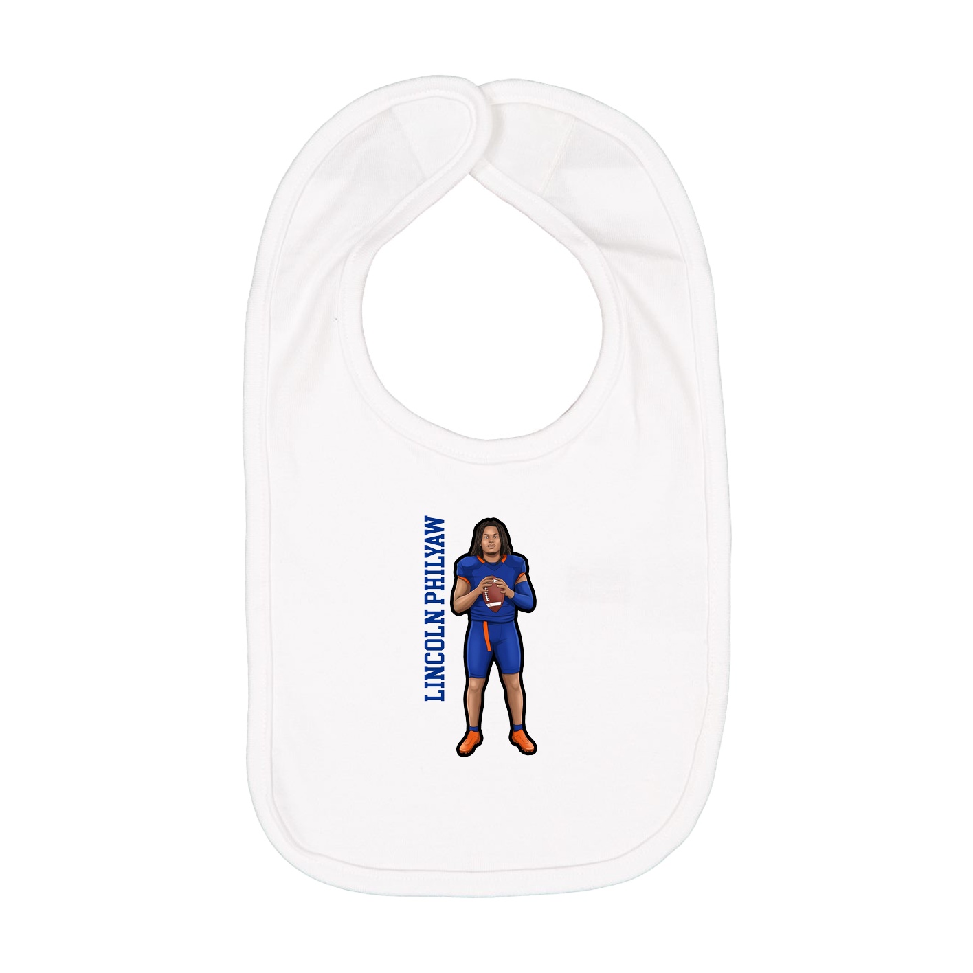 Infant Bib — Name Vertical in White