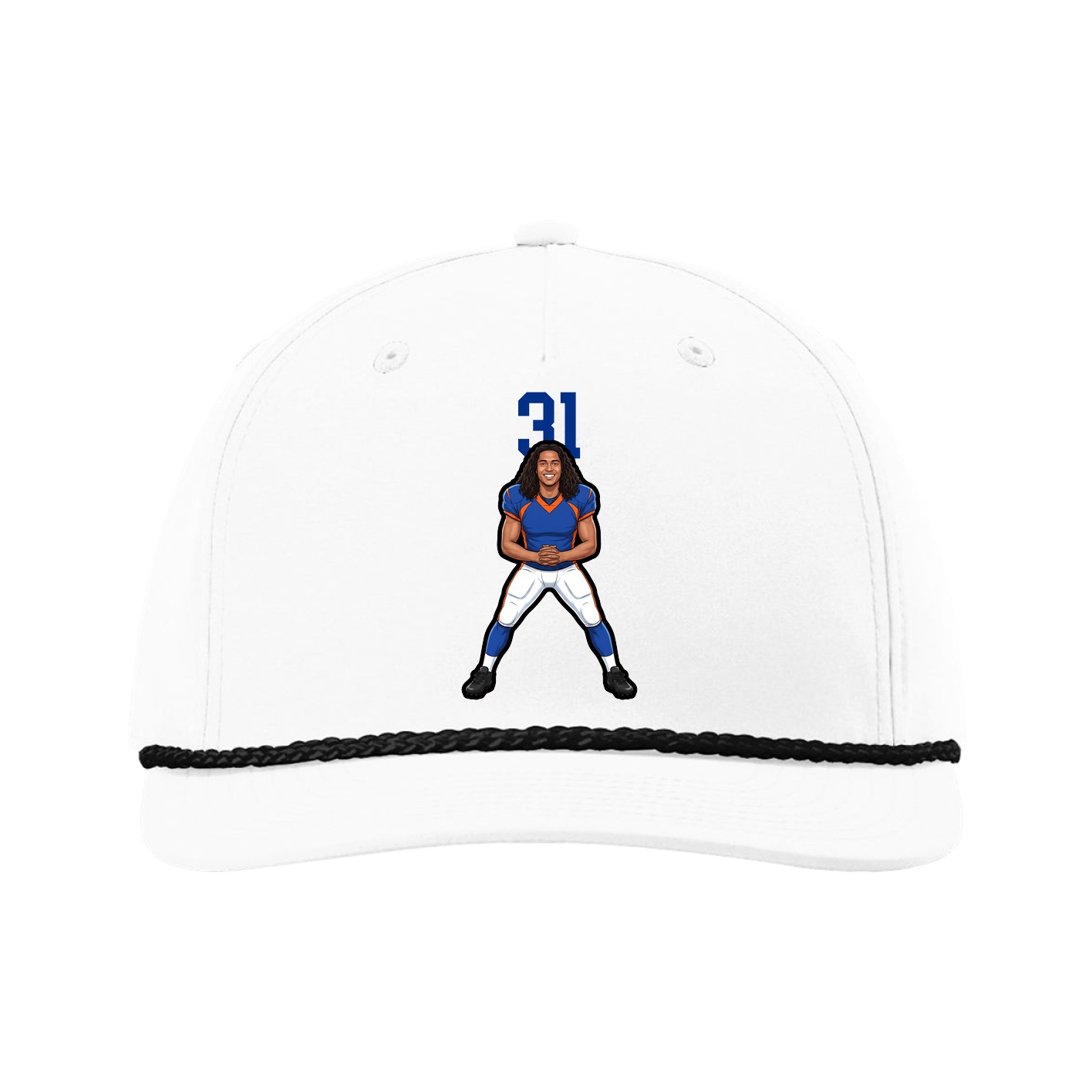 Five-Panel Classic Rope Cap — Number Top in White