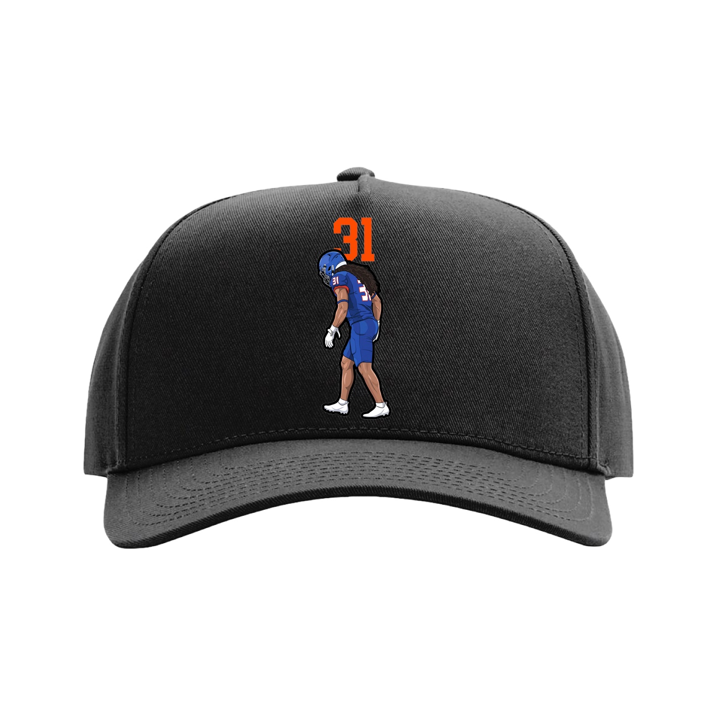 Full Fabric Five-Panel Champ Cap — Number Top in Black
