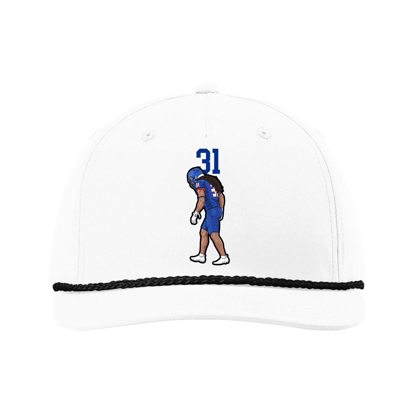 Five-Panel Classic Rope Cap — Number Top in White
