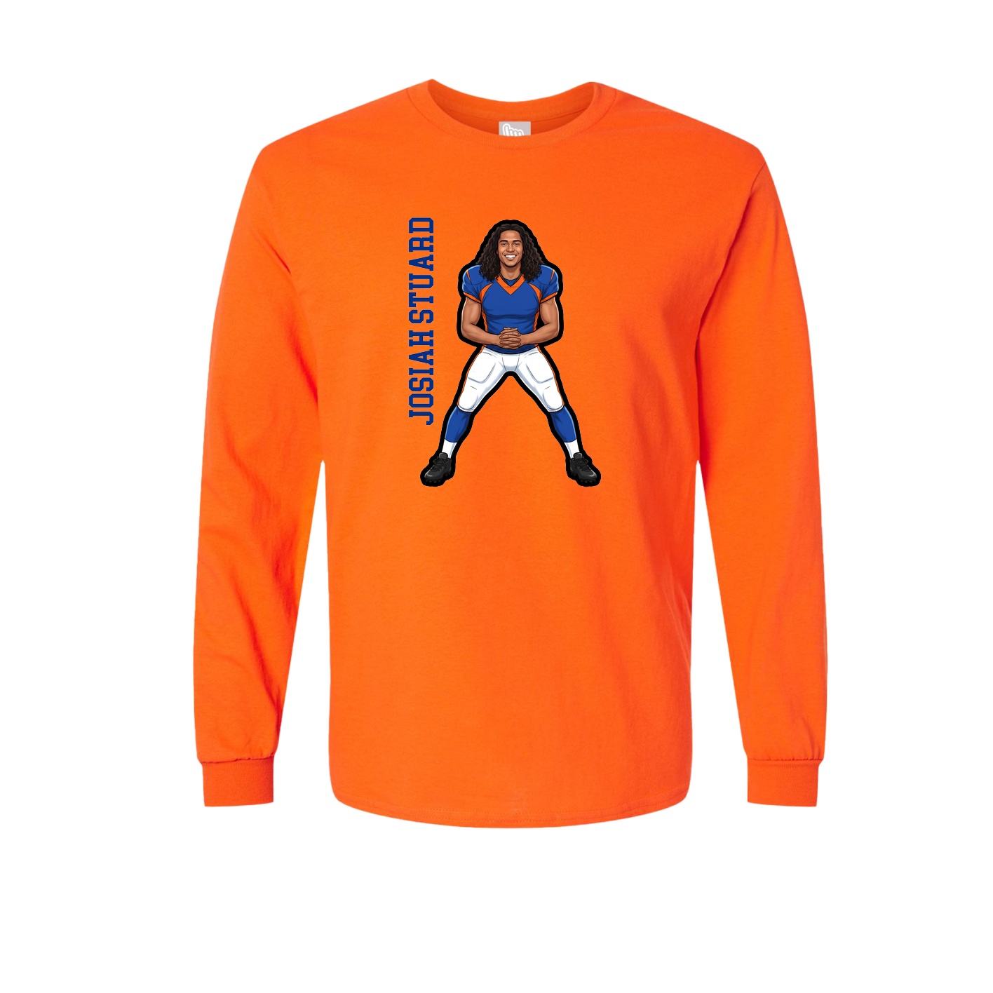 Long Sleeve Tee — Name Vertical in Orange