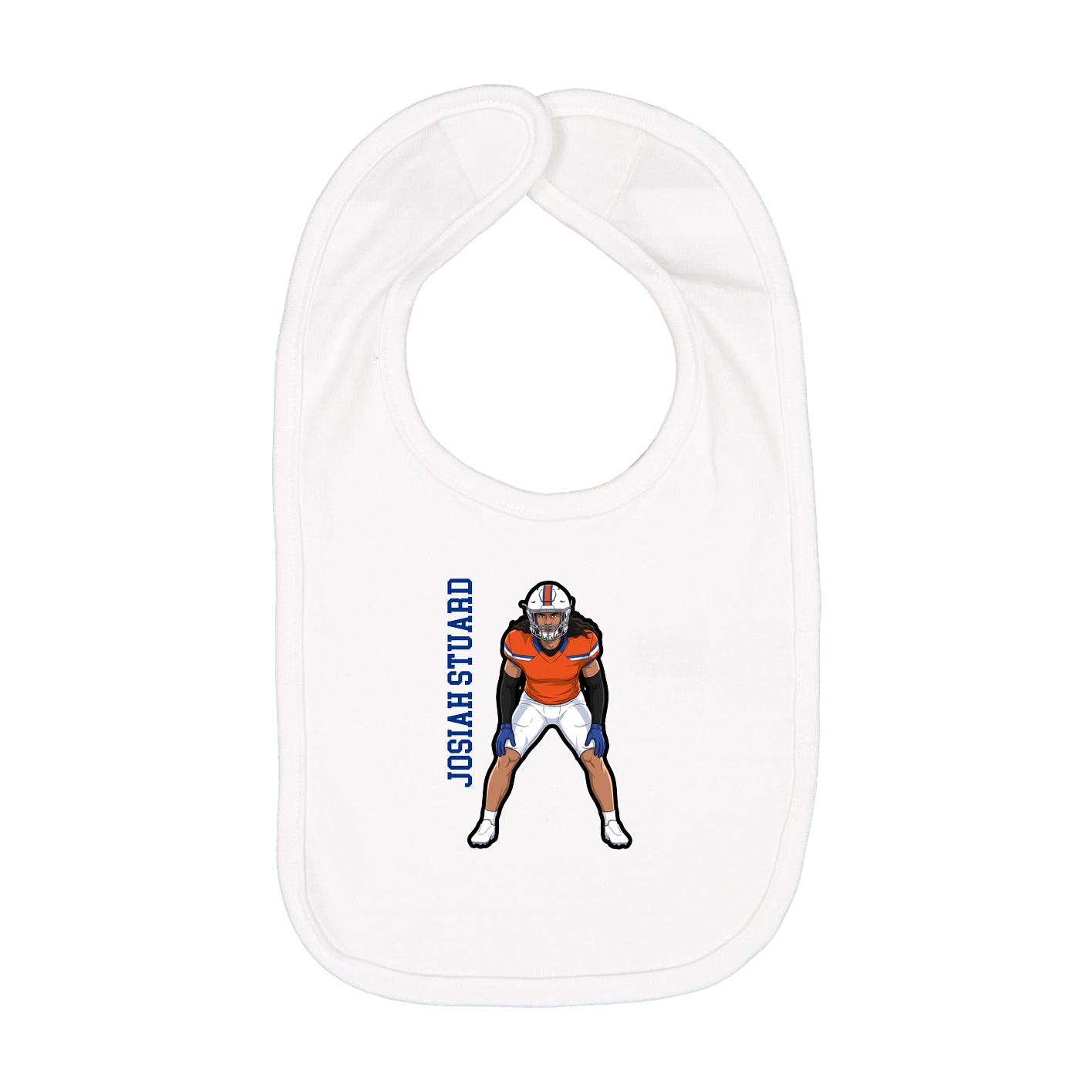 Infant Bib — Name Vertical in White