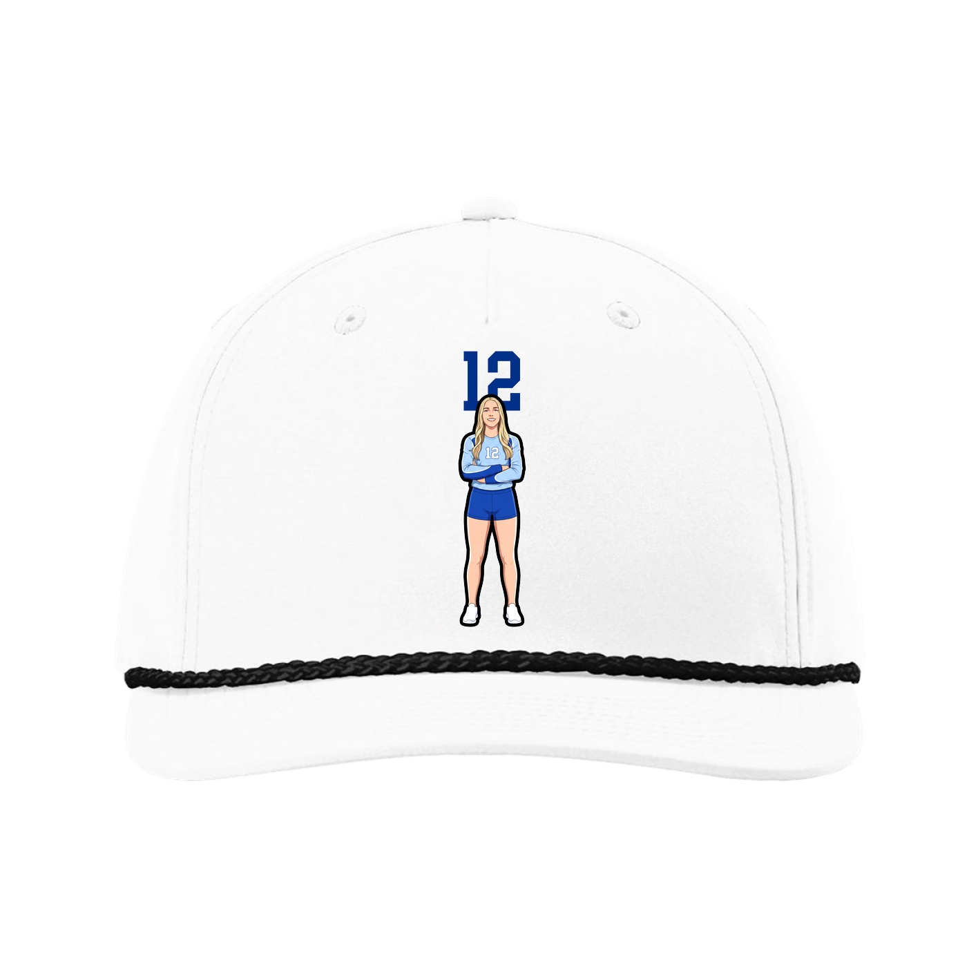 Five-Panel Classic Rope Cap — Number Top in White