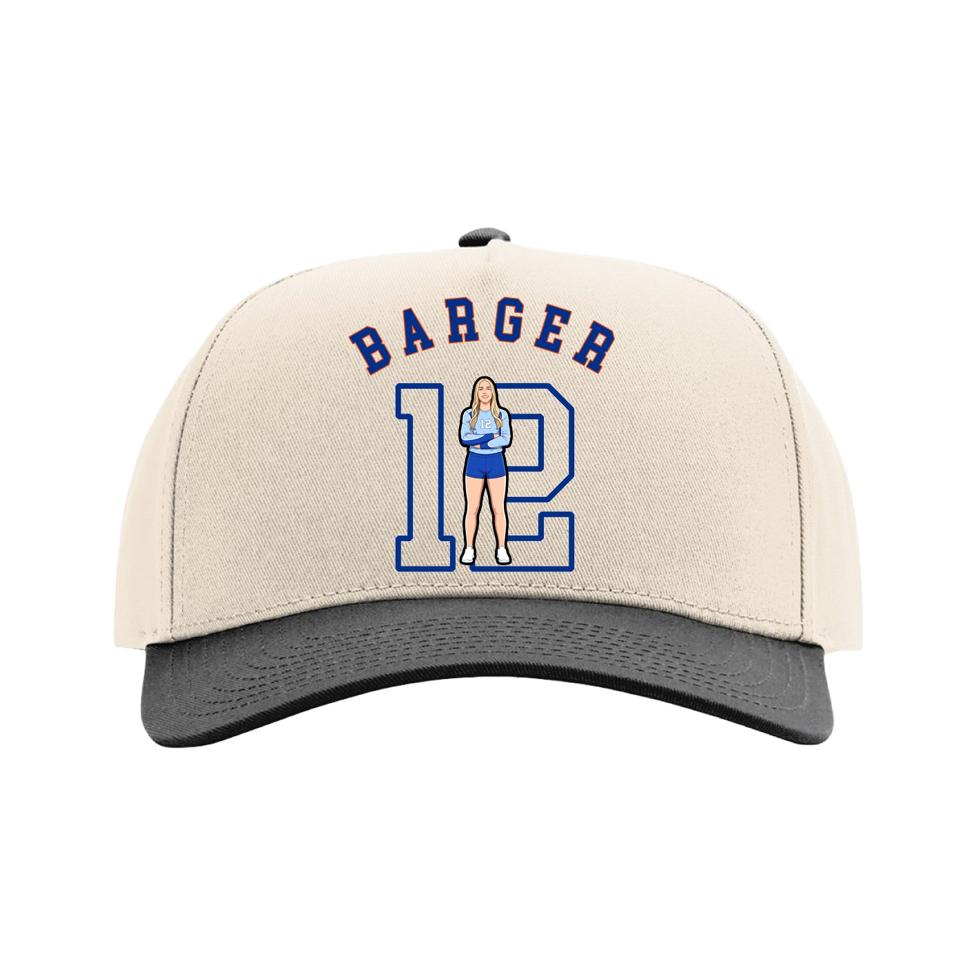 Full Fabric Five-Panel Champ Cap — Shirsey Arch in Cream/Black