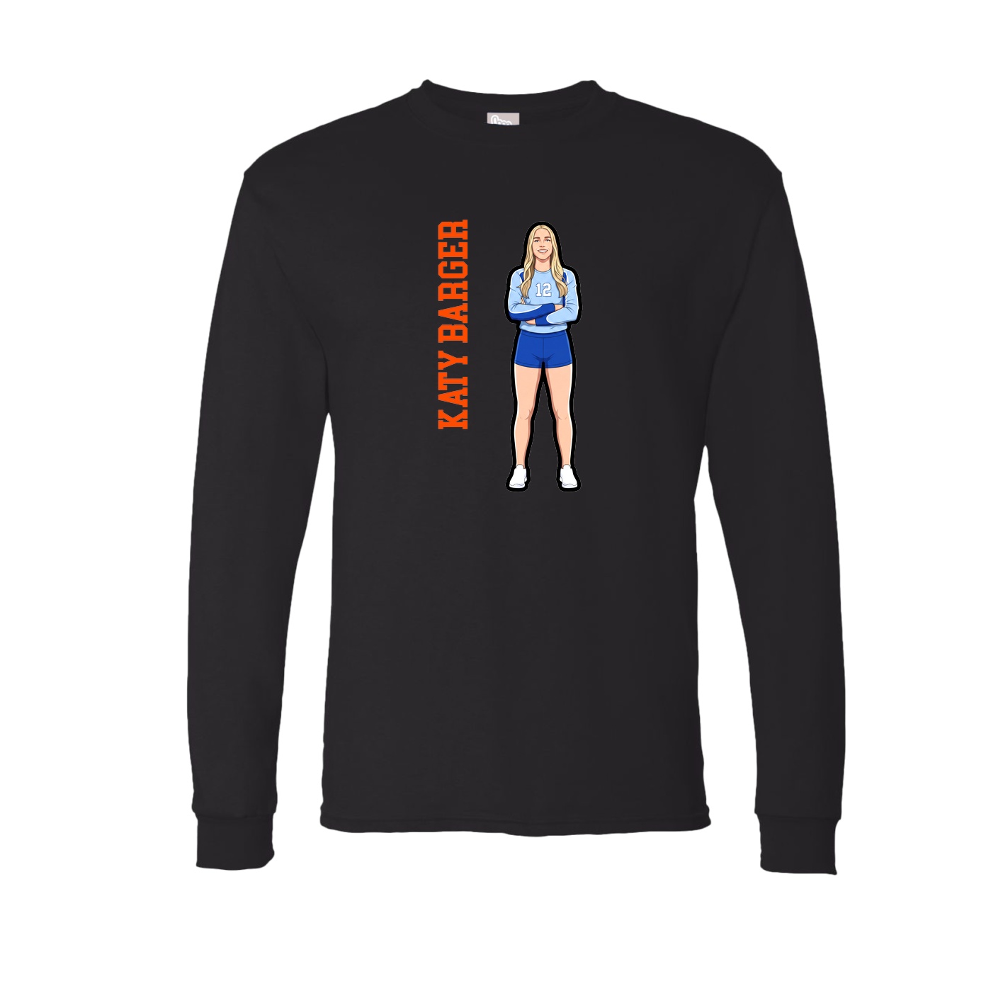 Long Sleeve Tee — Name Vertical in Black