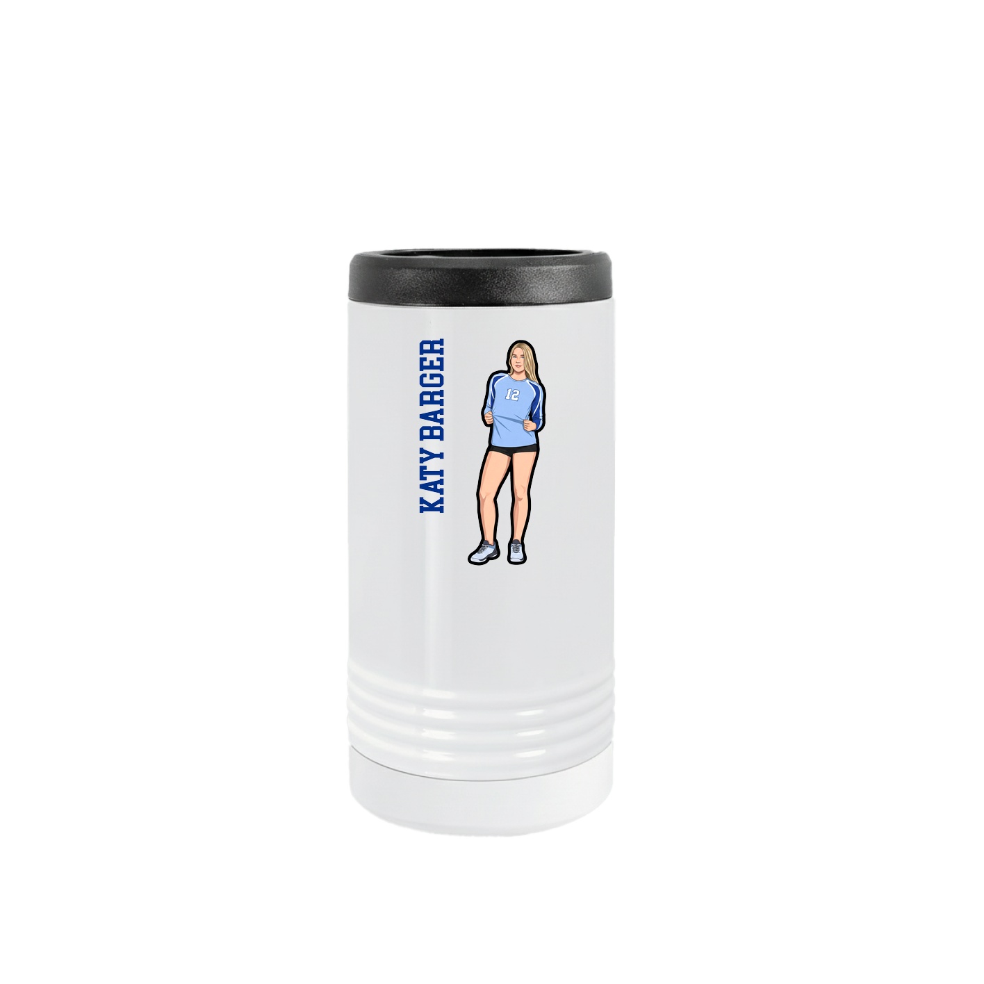 Slim Beverage Holder — Name Vertical in White