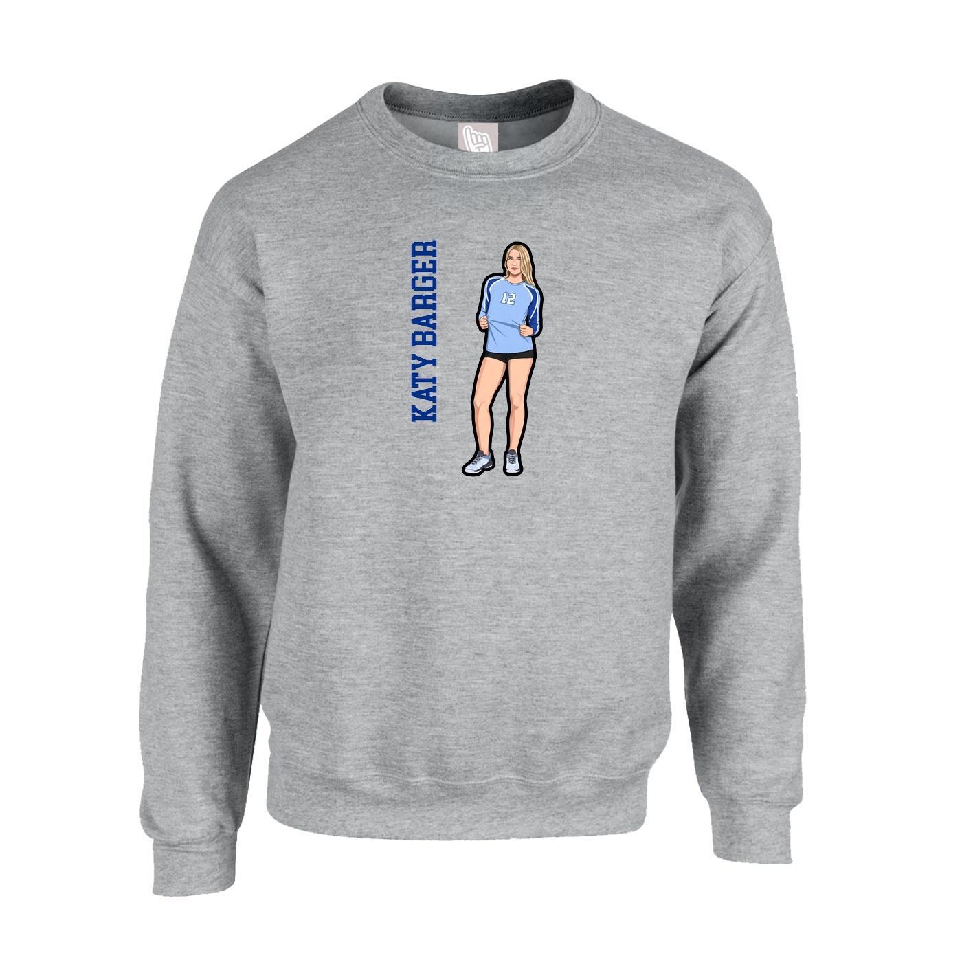 Fleece Crew — Name Vertical in Grey