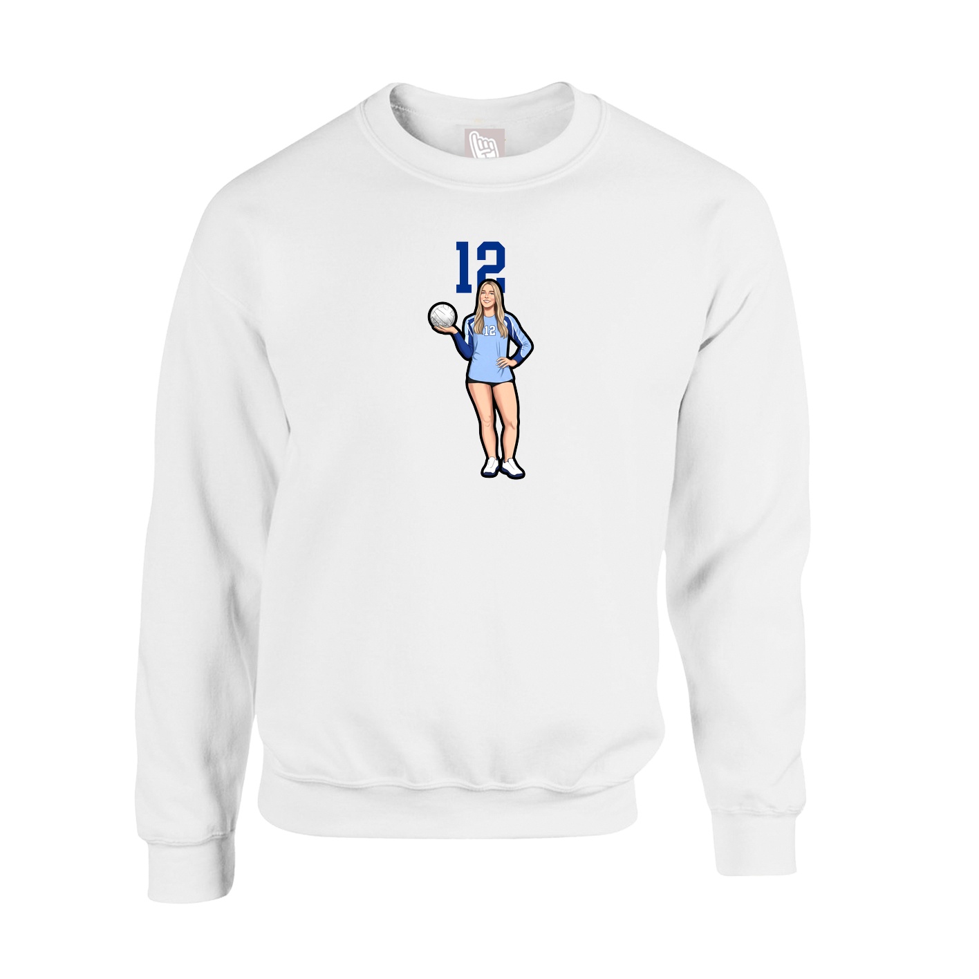 Fleece Crew — Number Top in White