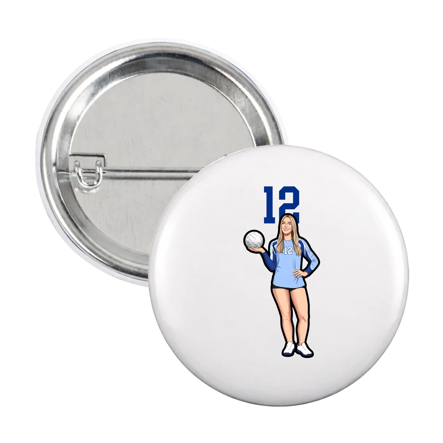 Game Day Button — Number Top in White