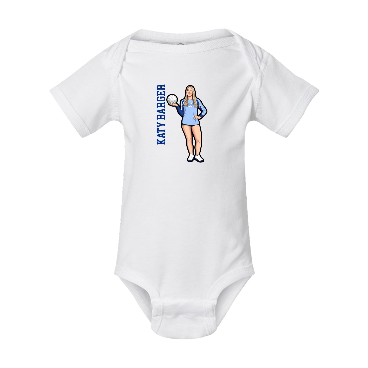 Baby Onesie — Name Vertical in White