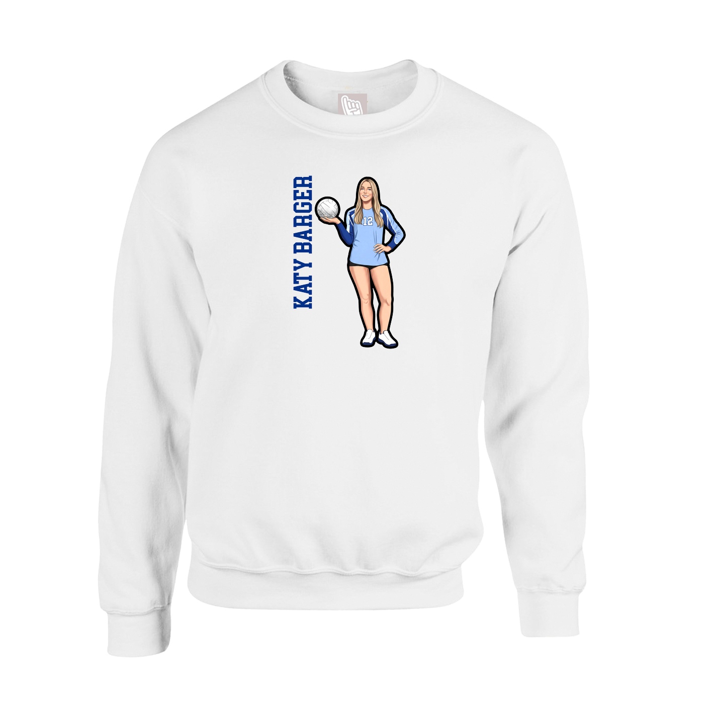 Fleece Crew — Name Vertical in White