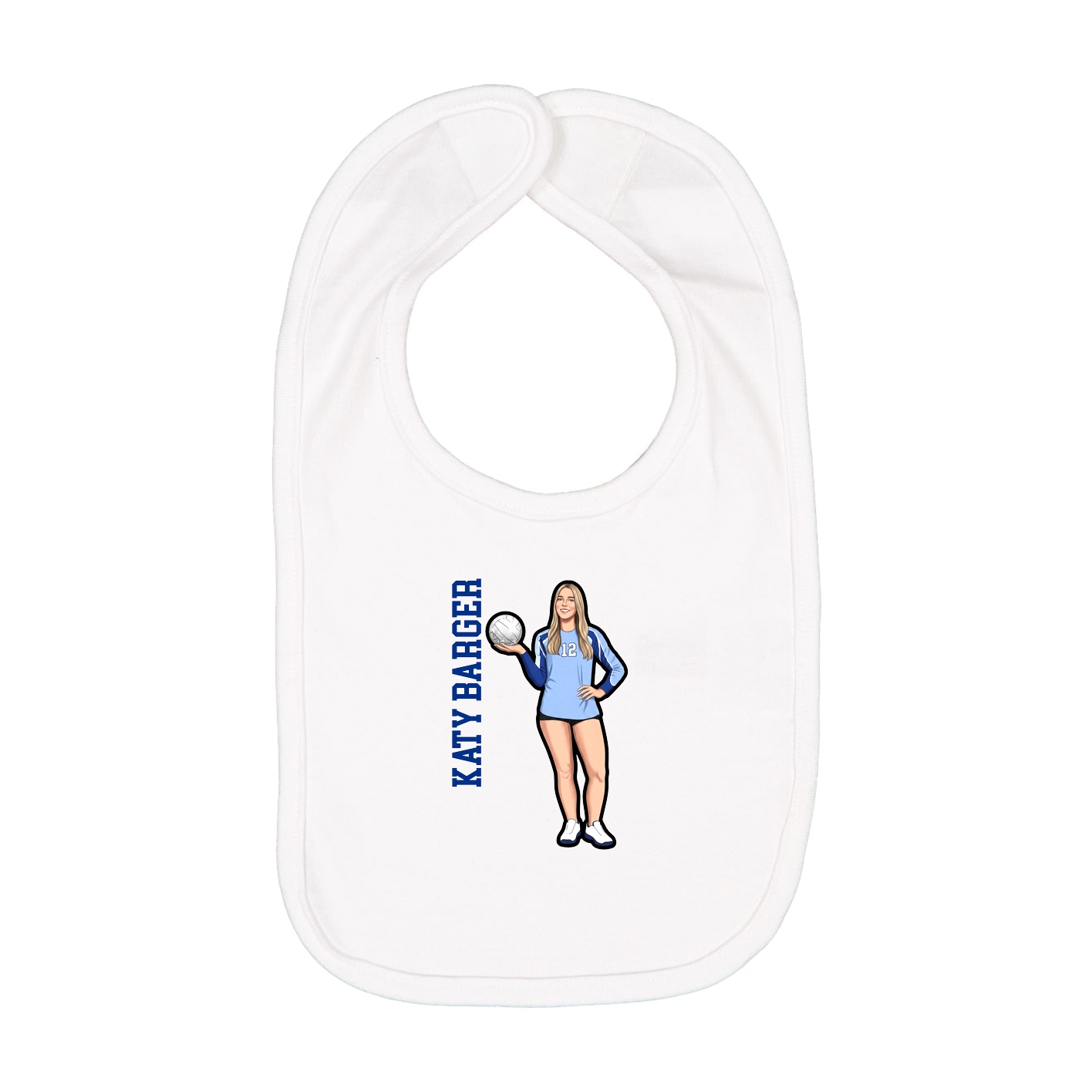 Infant Bib — Name Vertical in White